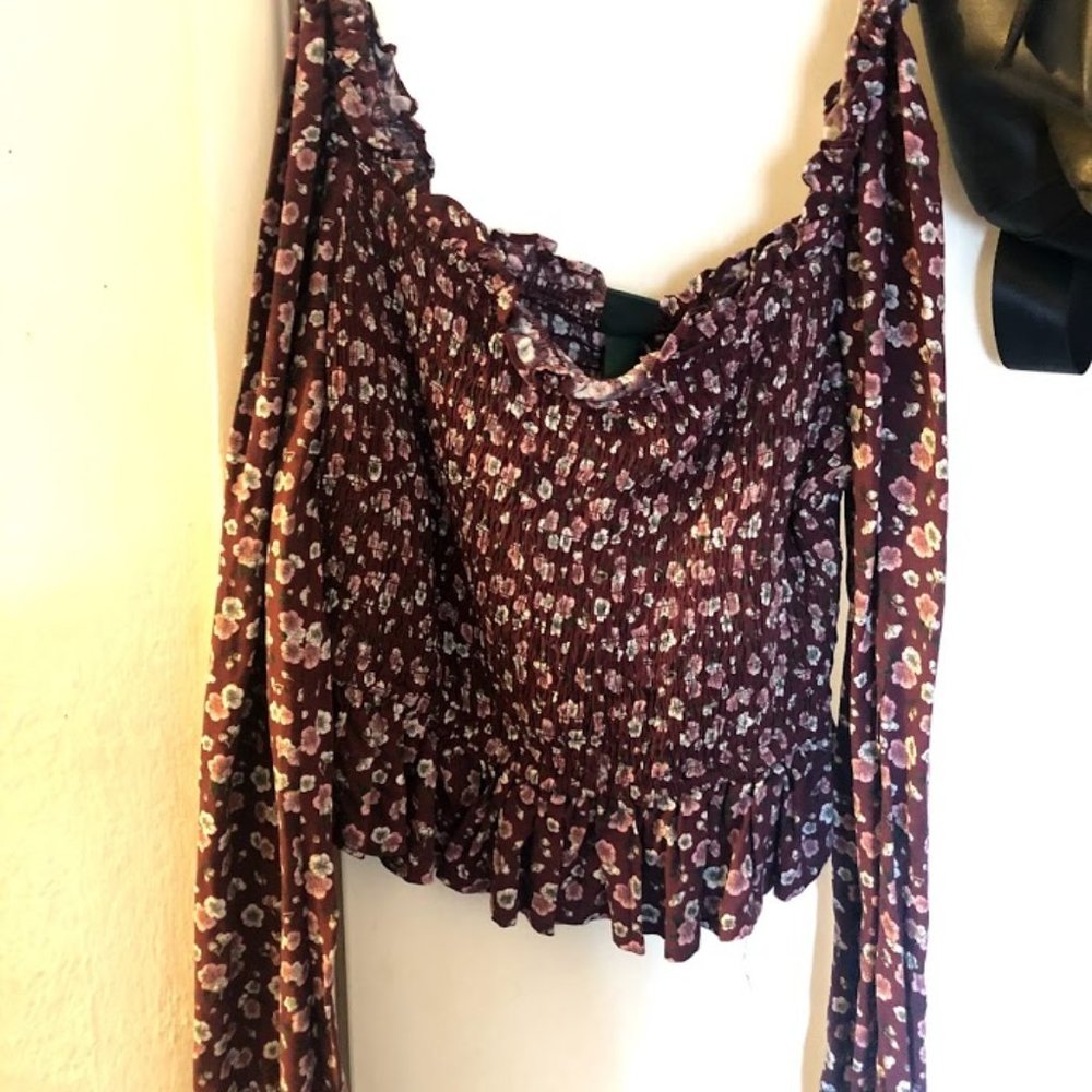 Floral Over the Shoulder Blouse